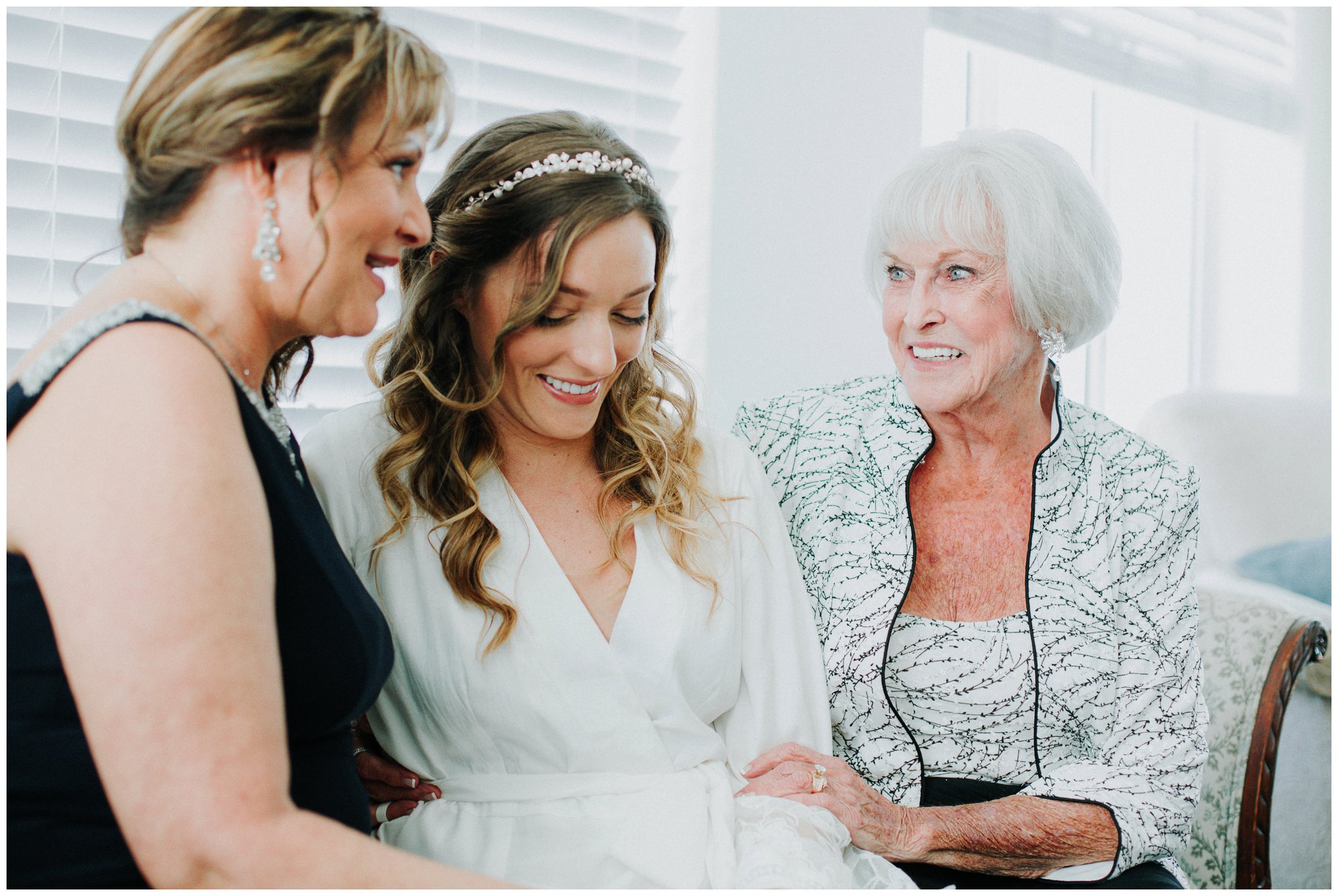 Three generations here. It was important for Christine to incorporate her mother and grandmother in her wedding photos. I just love that.&nbsp;